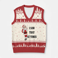 67 Six Seven Santa Xmas Meme V-Neck Knit Sweater Vest I Saw That - Wonder Print Shop
