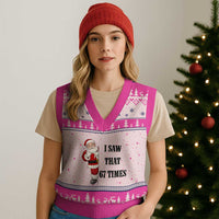 67 Six Seven Santa Xmas Meme V-Neck Knit Sweater Vest I Saw That - Wonder Print Shop