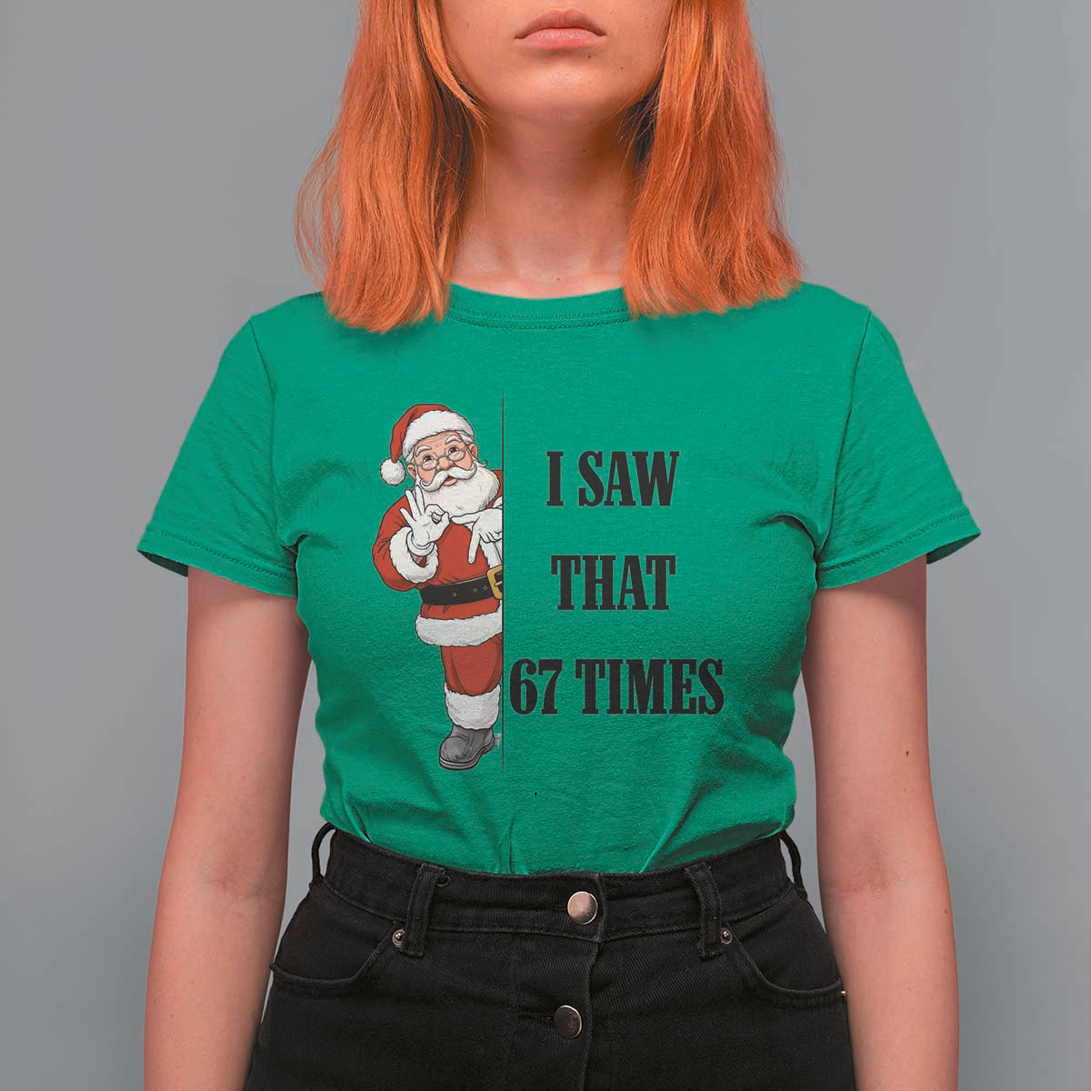 67 Six Seven Santa Christmas Meme T Shirt For Women I Saw That - Wonder Print Shop