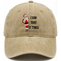 67 Six Seven Santa Christmas Meme Washed Cotton Baseball Cap I Saw That