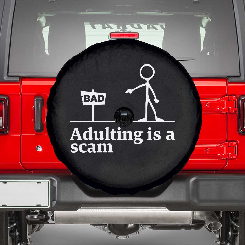 Adulting Is A Scam Spare Tire Cover Funny Quote Adult Humor - Wonder Print Shop