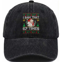Funny Santa Christmas Washed Cotton Baseball Cap I Saw That 67 Times
