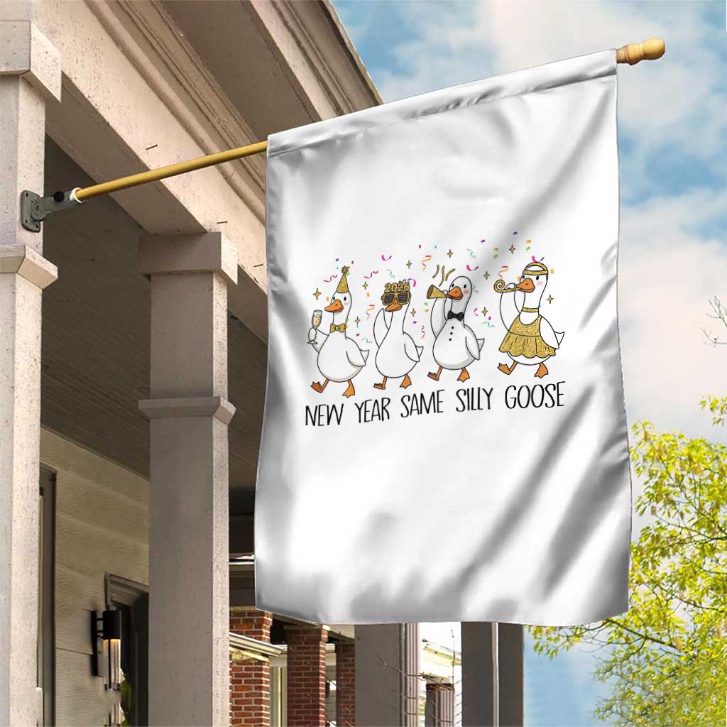 Silly Goose New Years 2026 Garden Flag Cute Goose Party Holiday - Wonder Print Shop