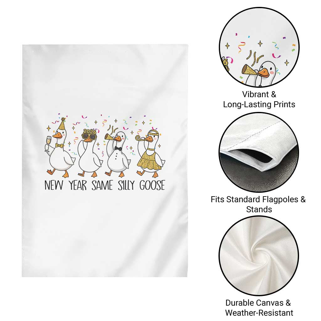 Silly Goose New Years 2026 Garden Flag Cute Goose Party Holiday - Wonder Print Shop