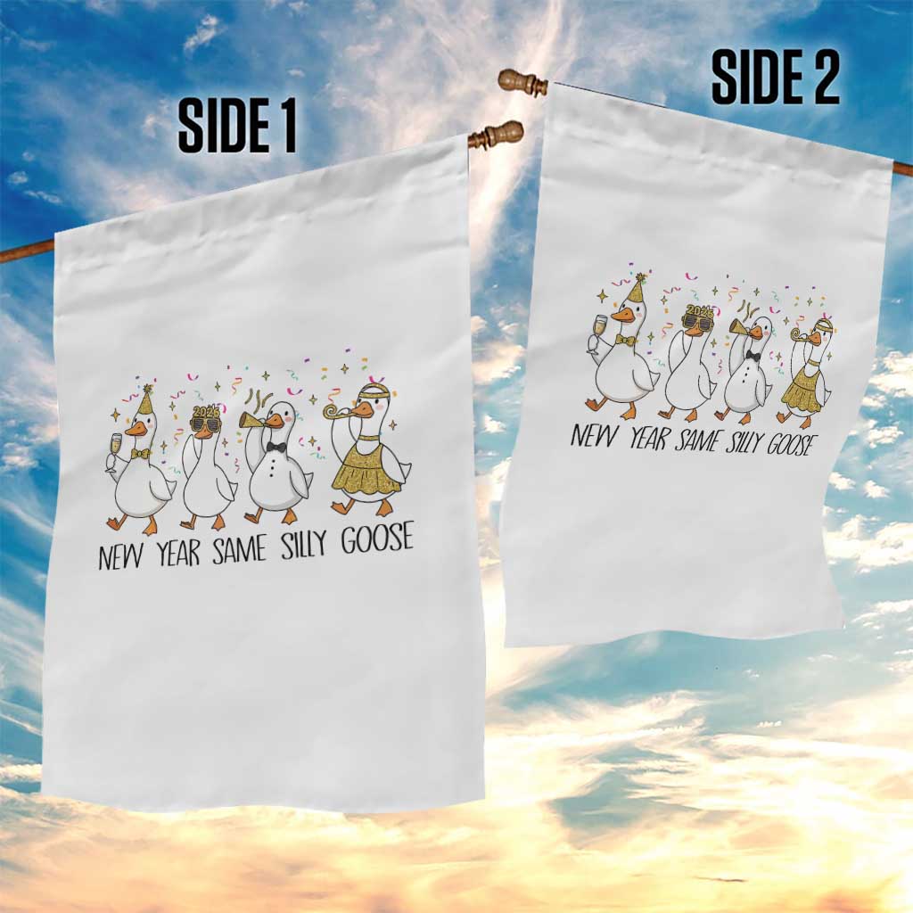 Silly Goose New Years 2026 Garden Flag Cute Goose Party Holiday - Wonder Print Shop