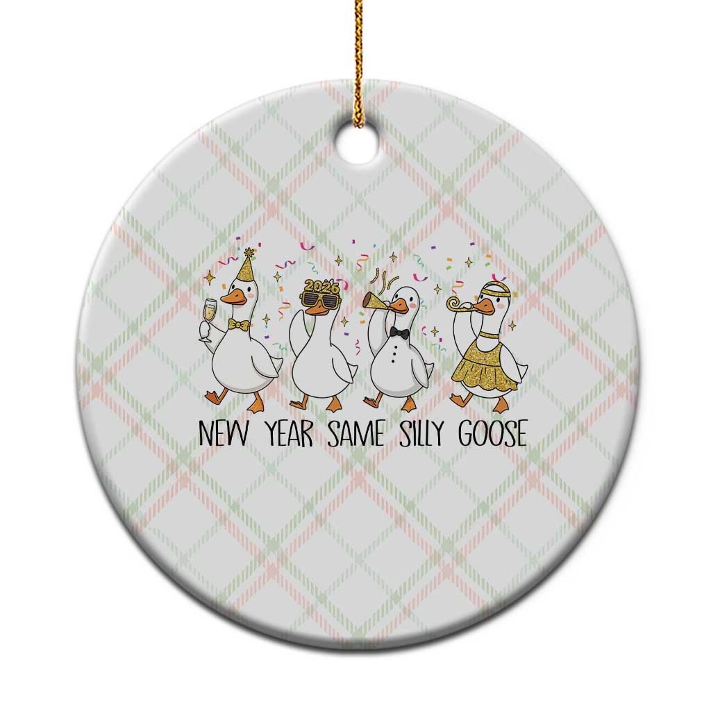 Silly Goose New Years 2026 Ceramic Ornament Cute Goose Party Holiday - Wonder Print Shop