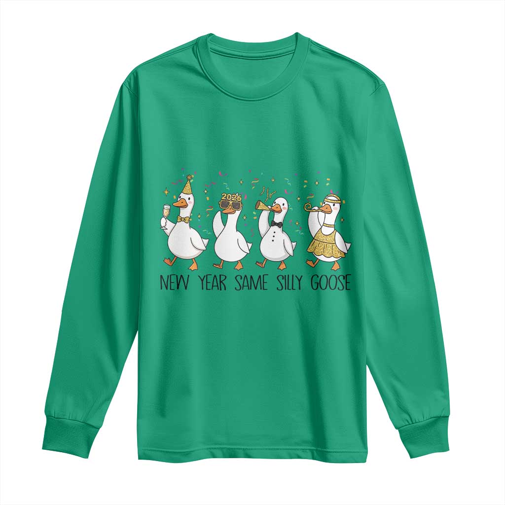 Silly Goose New Years 2026 Long Sleeve Shirt Cute Goose Party Holiday - Wonder Print Shop