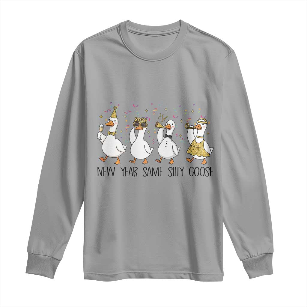 Silly Goose New Years 2026 Long Sleeve Shirt Cute Goose Party Holiday - Wonder Print Shop