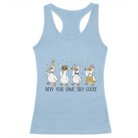 Silly Goose New Years 2026 Racerback Tank Top Cute Goose Party Holiday - Wonder Print Shop