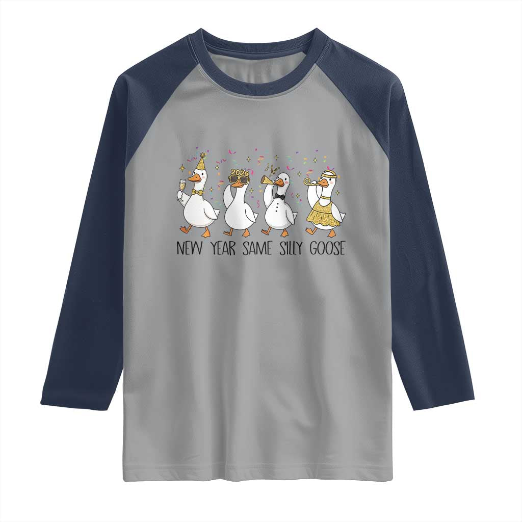 Silly Goose New Years 2026 Raglan Shirt Cute Goose Party Holiday - Wonder Print Shop