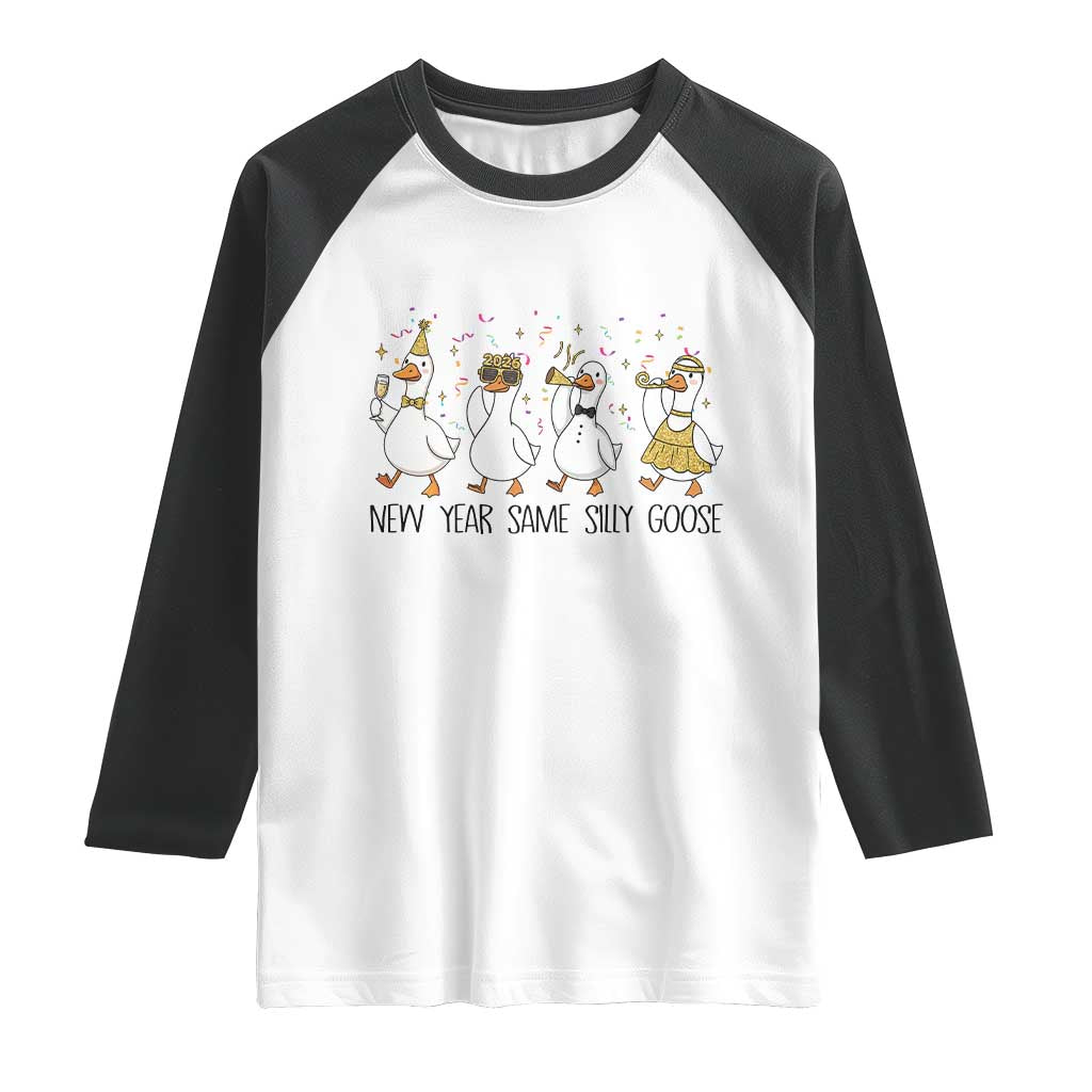 Silly Goose New Years 2026 Raglan Shirt Cute Goose Party Holiday - Wonder Print Shop