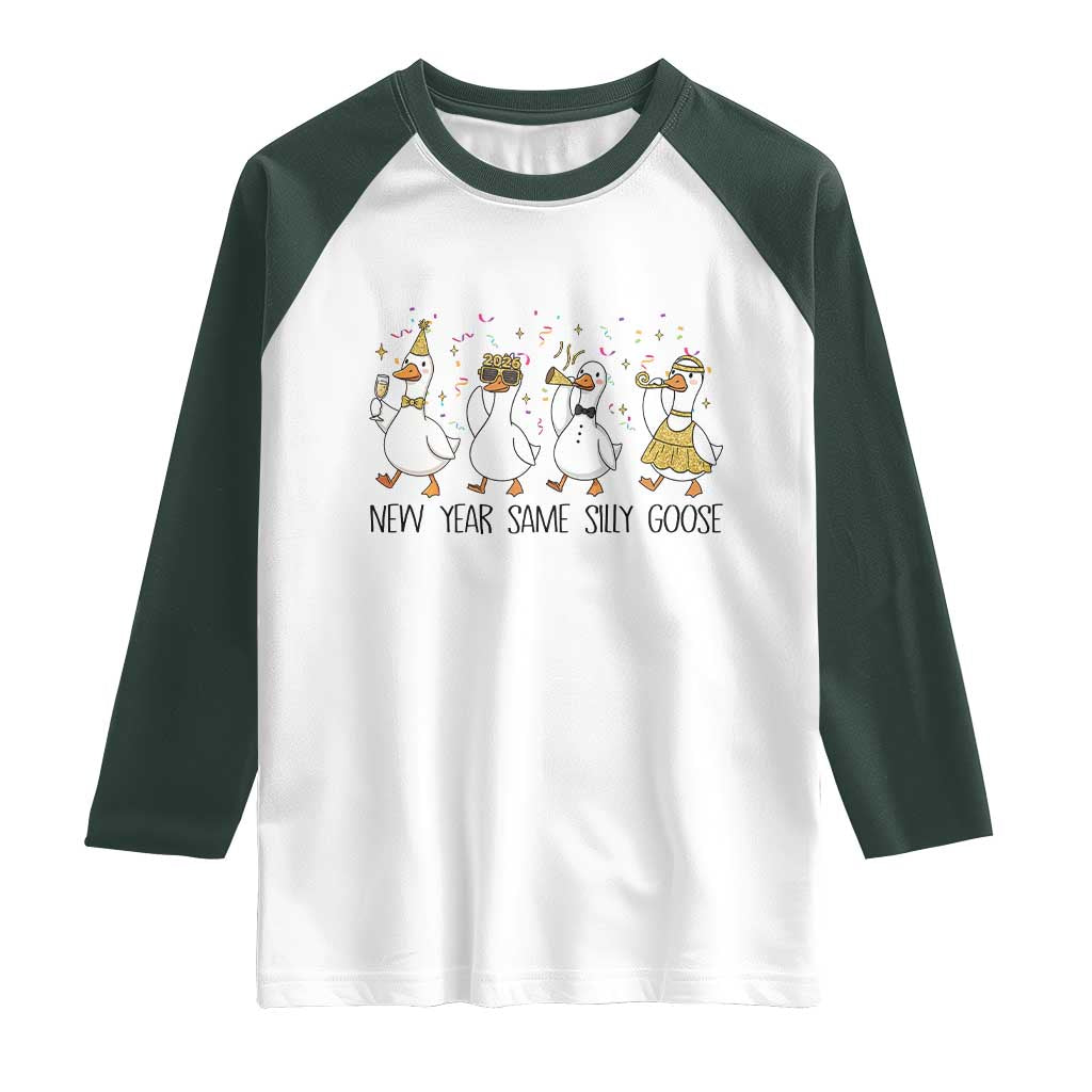 Silly Goose New Years 2026 Raglan Shirt Cute Goose Party Holiday - Wonder Print Shop