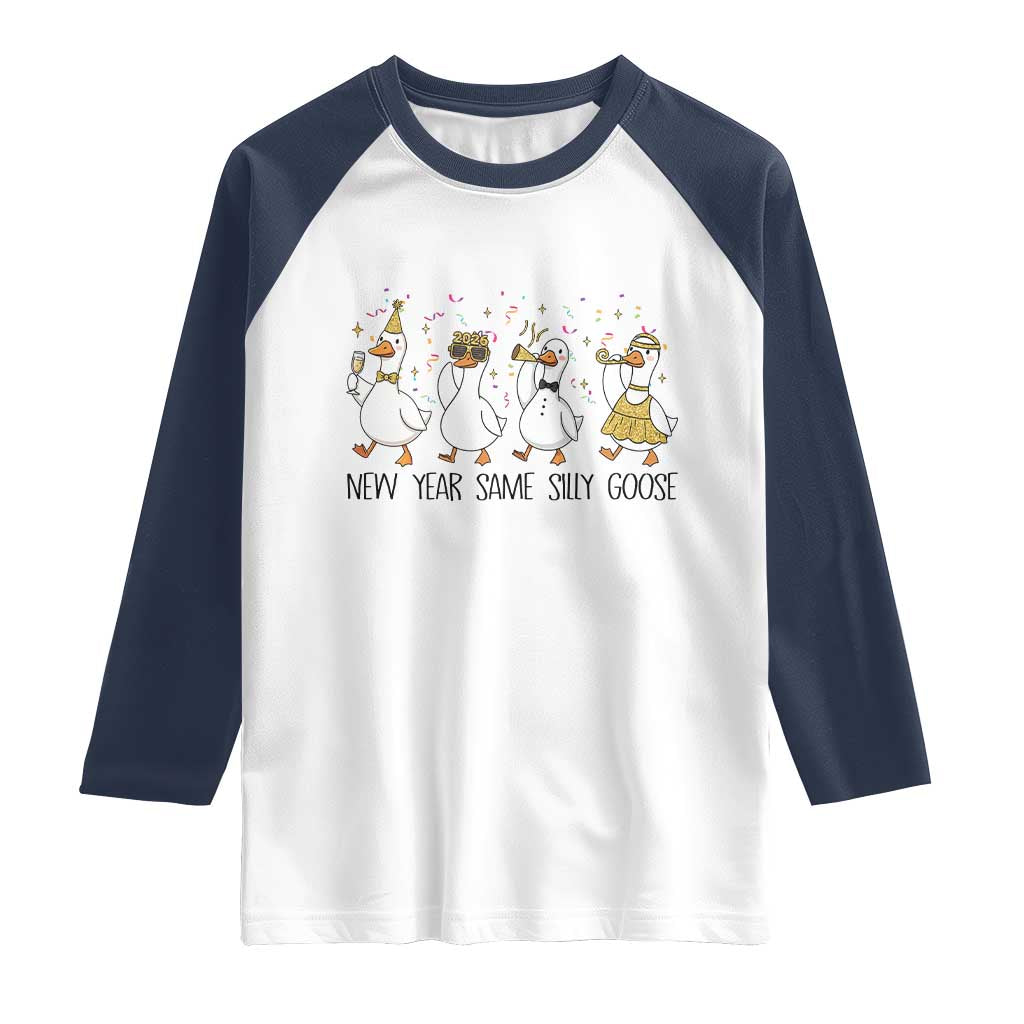 Silly Goose New Years 2026 Raglan Shirt Cute Goose Party Holiday - Wonder Print Shop
