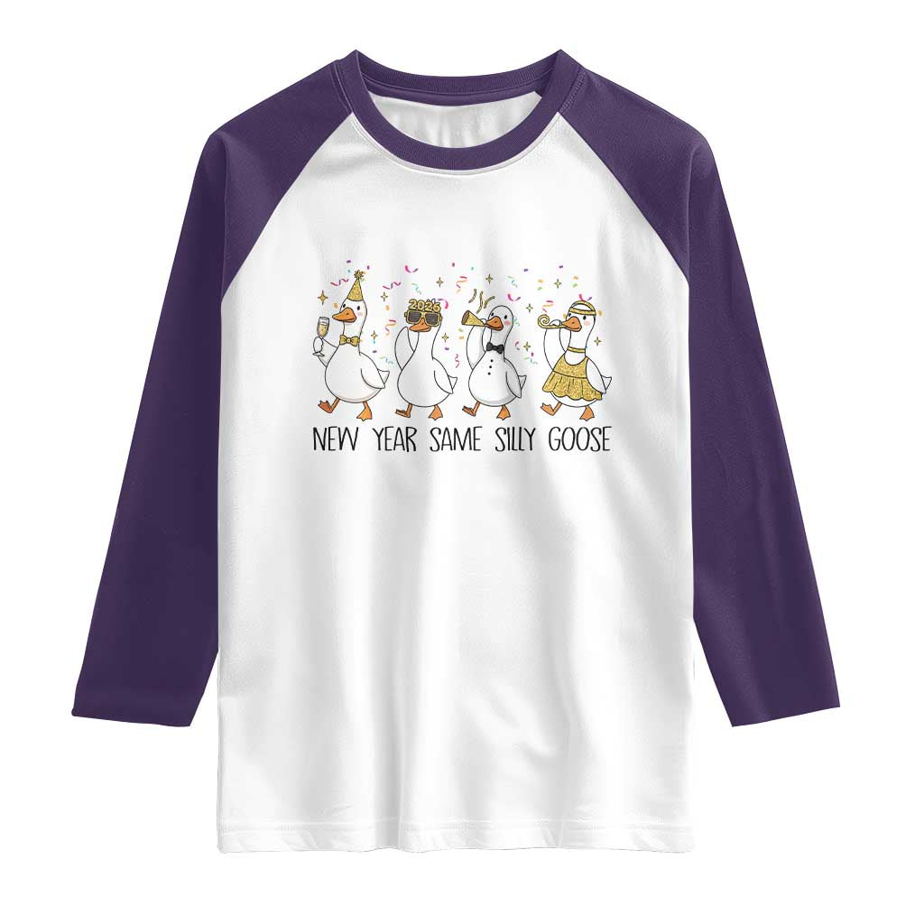 Silly Goose New Years 2026 Raglan Shirt Cute Goose Party Holiday - Wonder Print Shop