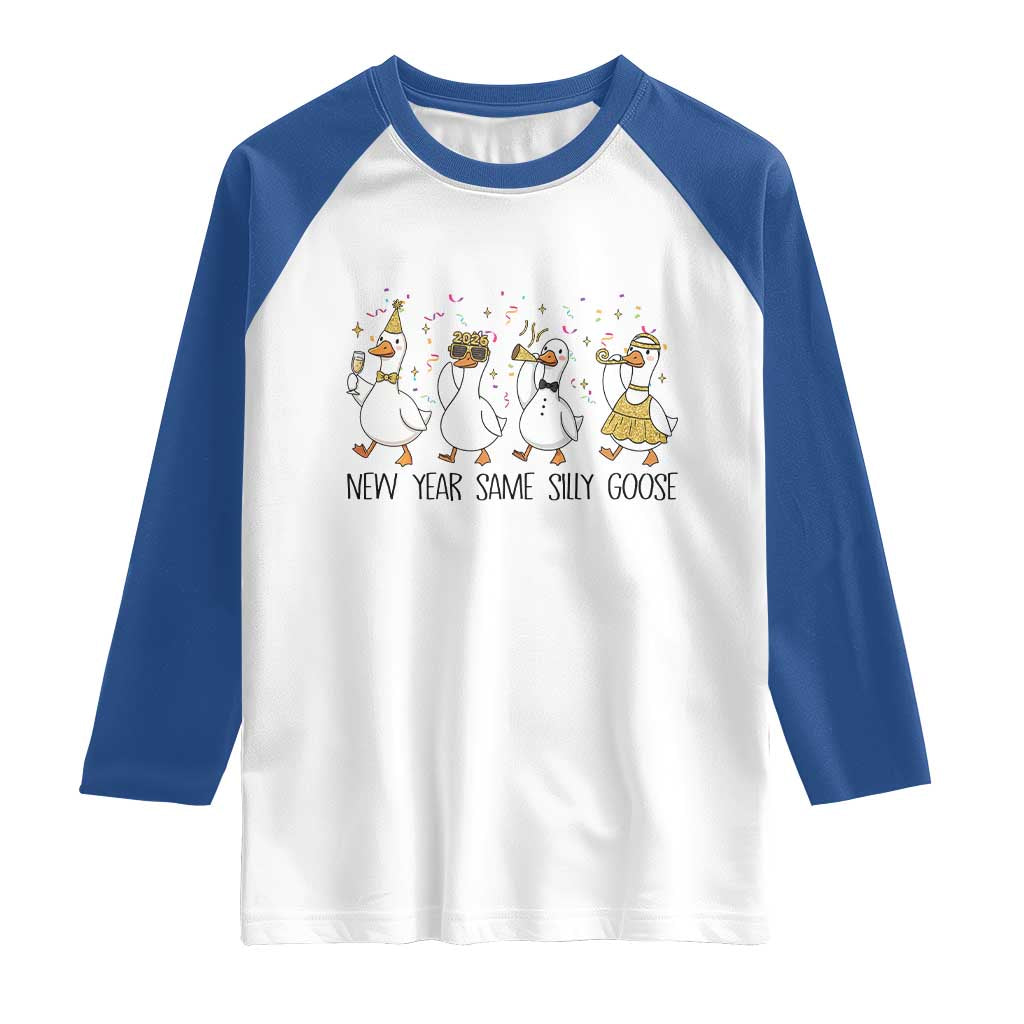 Silly Goose New Years 2026 Raglan Shirt Cute Goose Party Holiday - Wonder Print Shop