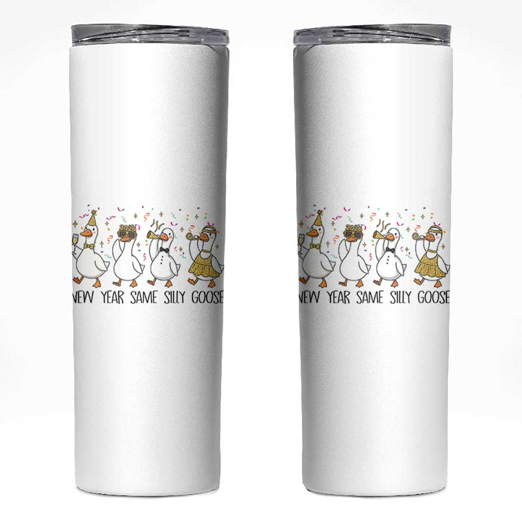 Silly Goose New Years 2026 Skinny Tumbler Cute Goose Party Holiday - Wonder Print Shop