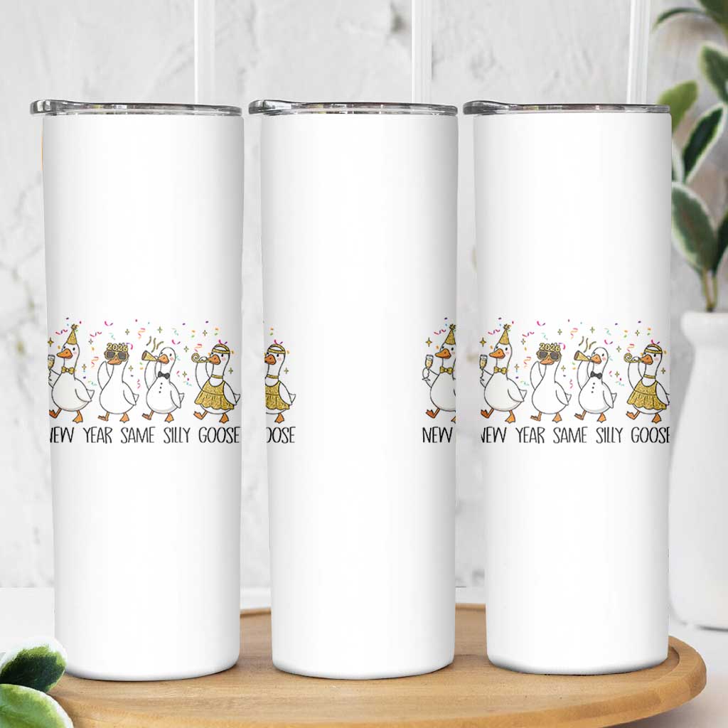 Silly Goose New Years 2026 Skinny Tumbler Cute Goose Party Holiday - Wonder Print Shop