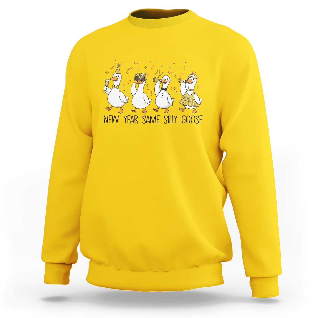 Silly Goose New Years 2026 Sweatshirt Cute Goose Party Holiday - Wonder Print Shop