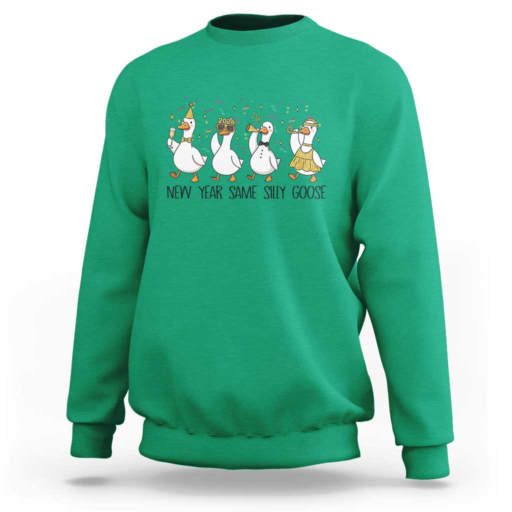 Silly Goose New Years 2026 Sweatshirt Cute Goose Party Holiday - Wonder Print Shop