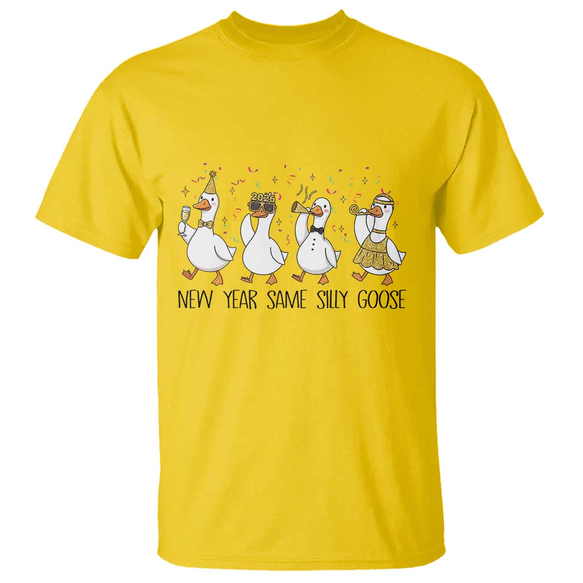 Silly Goose New Years 2026 T Shirt Cute Goose Party Holiday - Wonder Print Shop