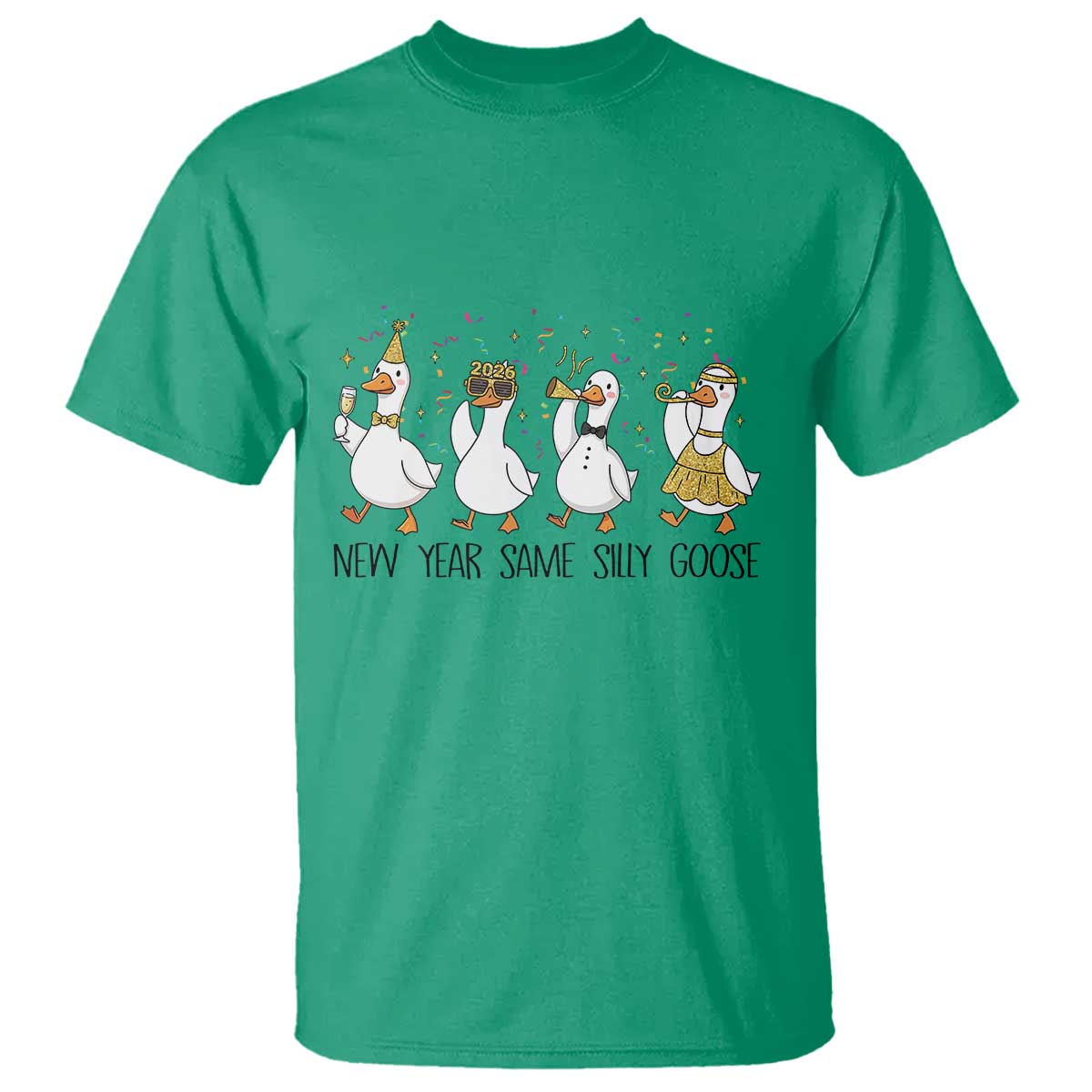 Silly Goose New Years 2026 T Shirt Cute Goose Party Holiday - Wonder Print Shop