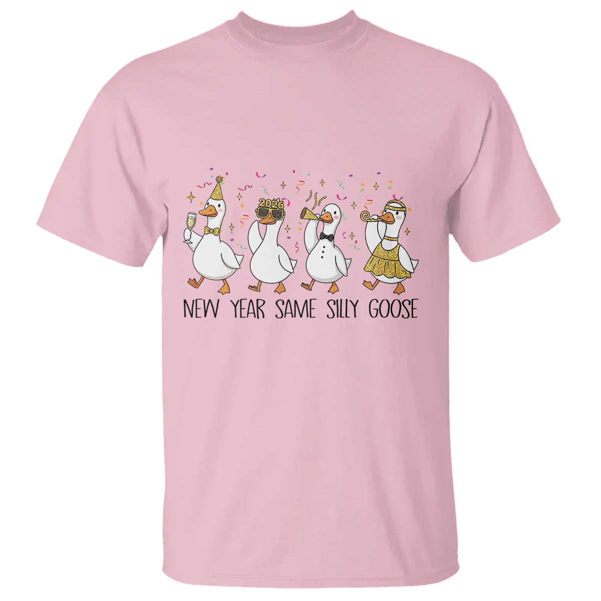 Silly Goose New Years 2026 T Shirt Cute Goose Party Holiday - Wonder Print Shop