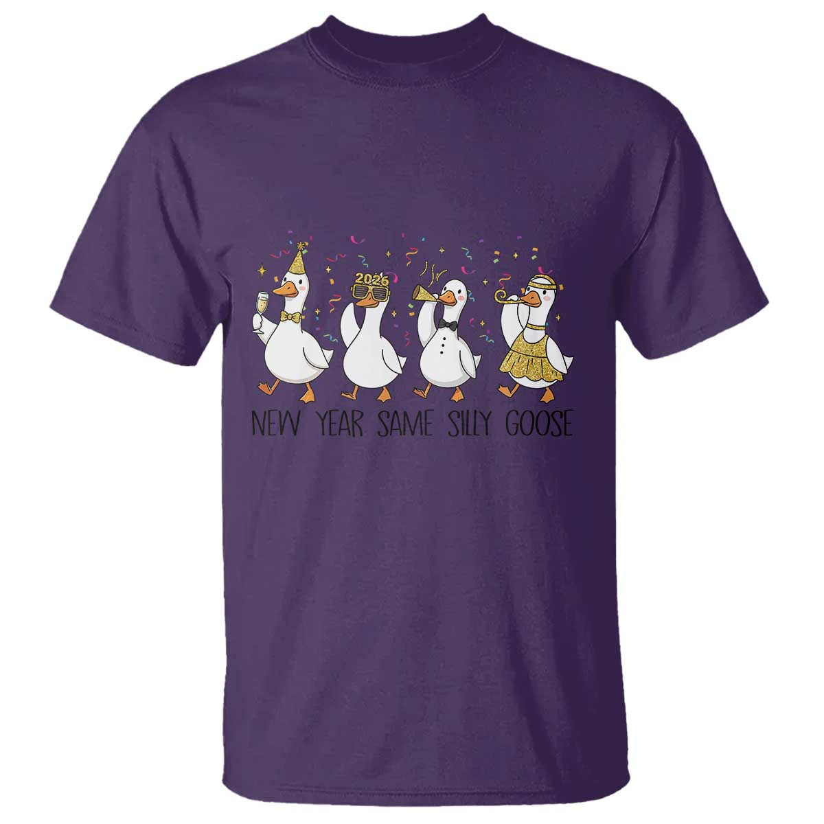 Silly Goose New Years 2026 T Shirt Cute Goose Party Holiday - Wonder Print Shop