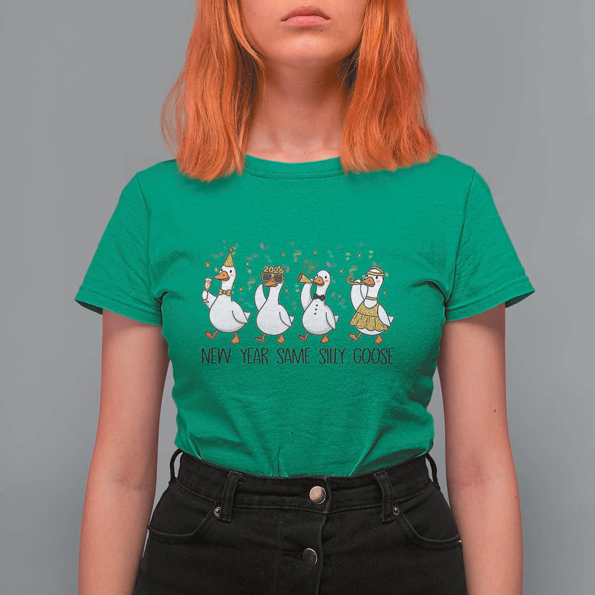 Silly Goose New Years 2026 T Shirt For Women Cute Goose Party Holiday - Wonder Print Shop
