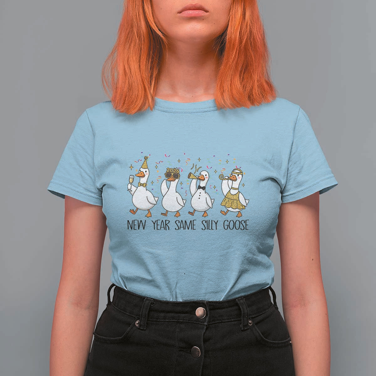 Silly Goose New Years 2026 T Shirt For Women Cute Goose Party Holiday - Wonder Print Shop