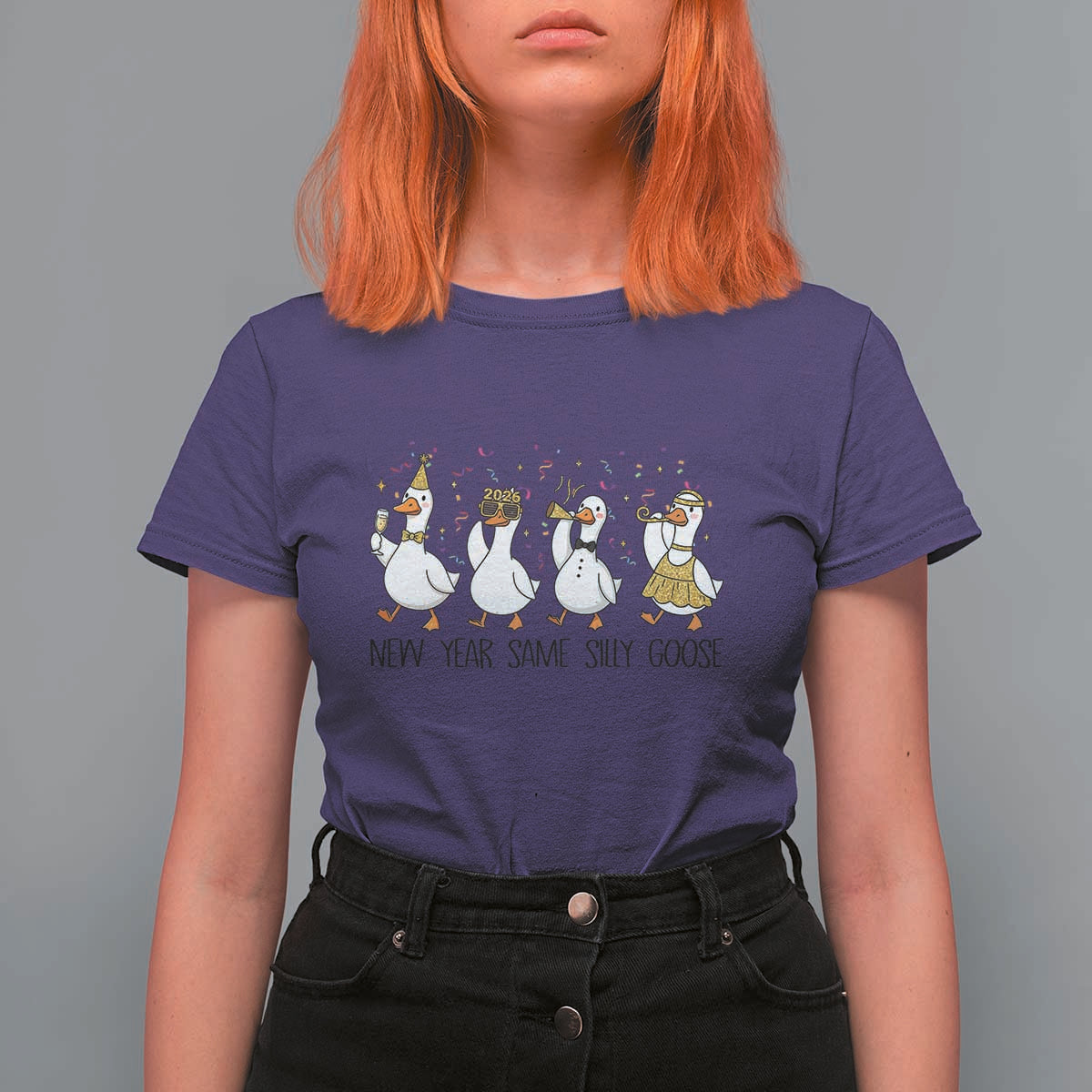 Silly Goose New Years 2026 T Shirt For Women Cute Goose Party Holiday - Wonder Print Shop