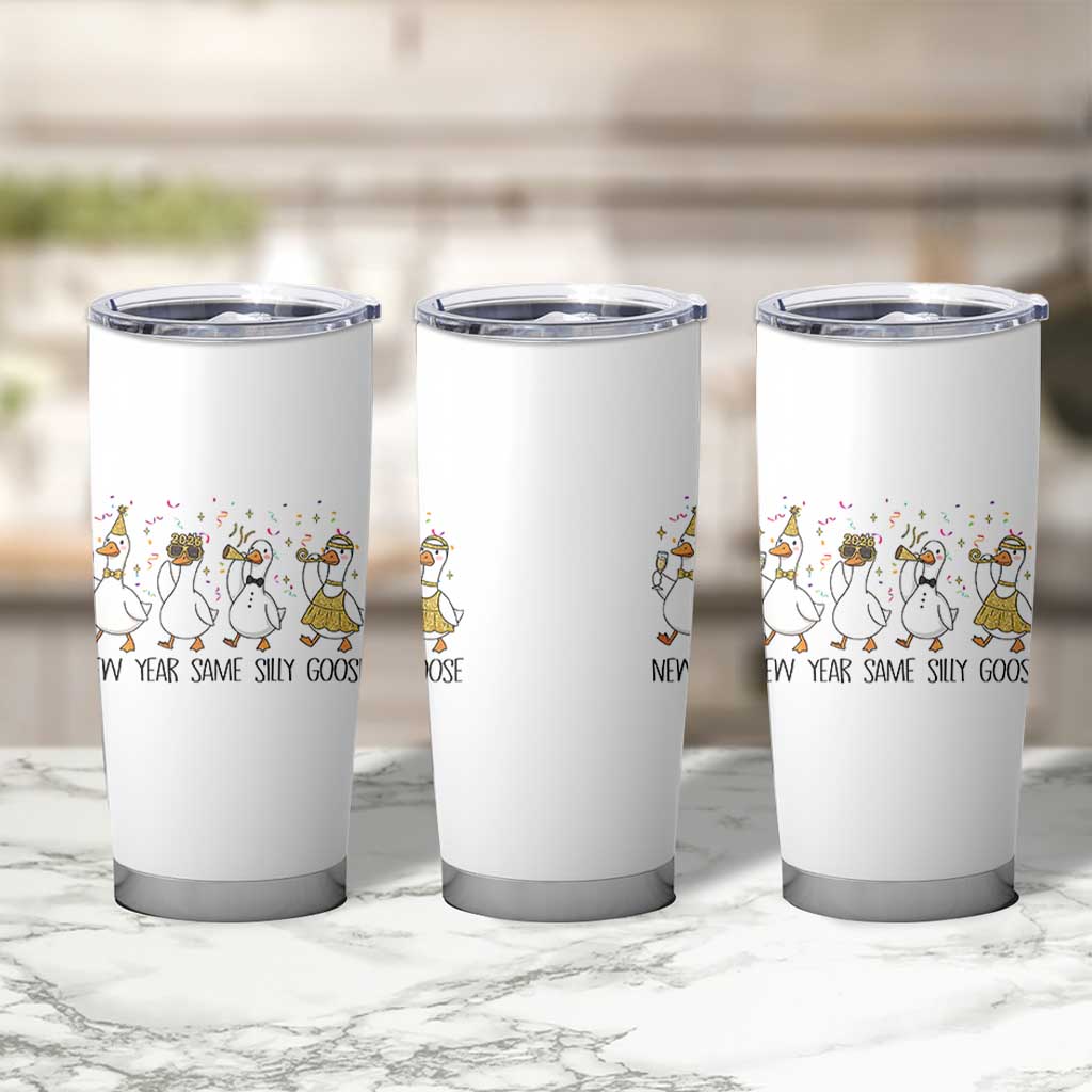 Silly Goose New Years 2026 Tumbler Cup Cute Goose Party Holiday - Wonder Print Shop