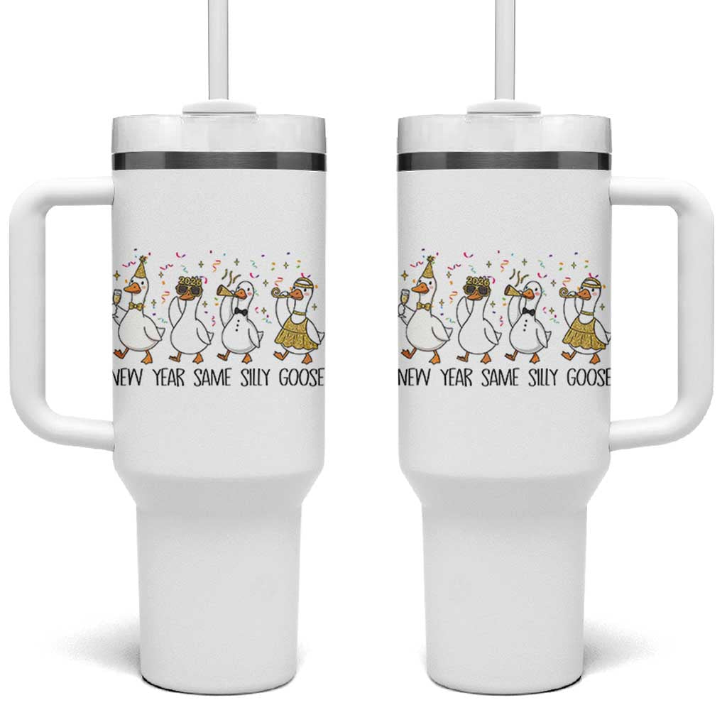 Silly Goose New Years 2026 Tumbler With Handle Cute Goose Party Holiday - Wonder Print Shop