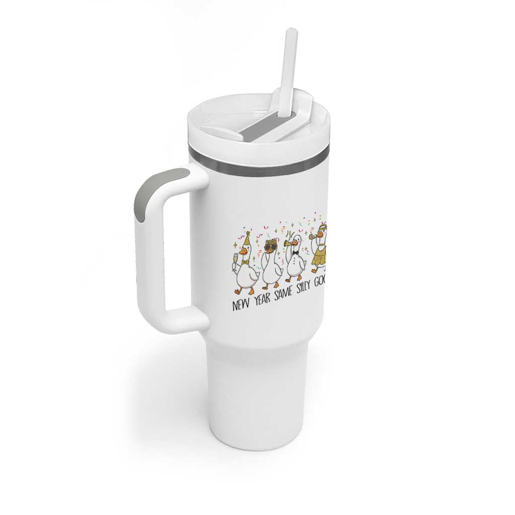 Silly Goose New Years 2026 Tumbler With Handle Cute Goose Party Holiday - Wonder Print Shop