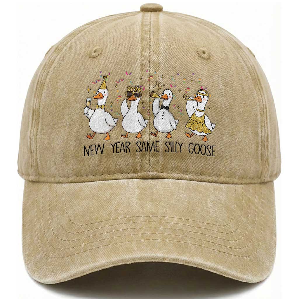 Silly Goose New Years 2026 Washed Cotton Baseball Cap Cute Goose Party Holiday