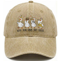 Silly Goose New Years 2026 Washed Cotton Baseball Cap Cute Goose Party Holiday