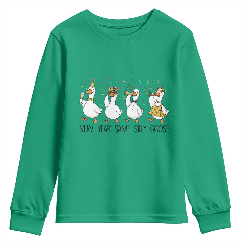 Silly Goose New Years 2026 Youth Sweatshirt Cute Goose Party Holiday - Wonder Print Shop