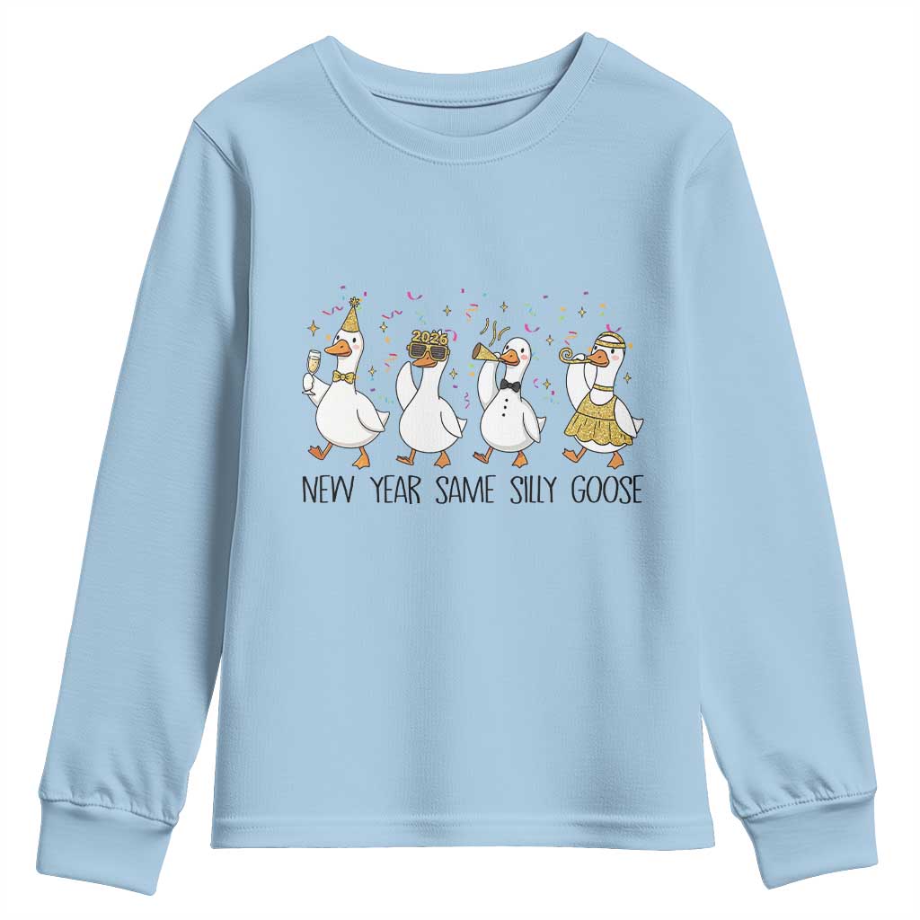 Silly Goose New Years 2026 Youth Sweatshirt Cute Goose Party Holiday - Wonder Print Shop