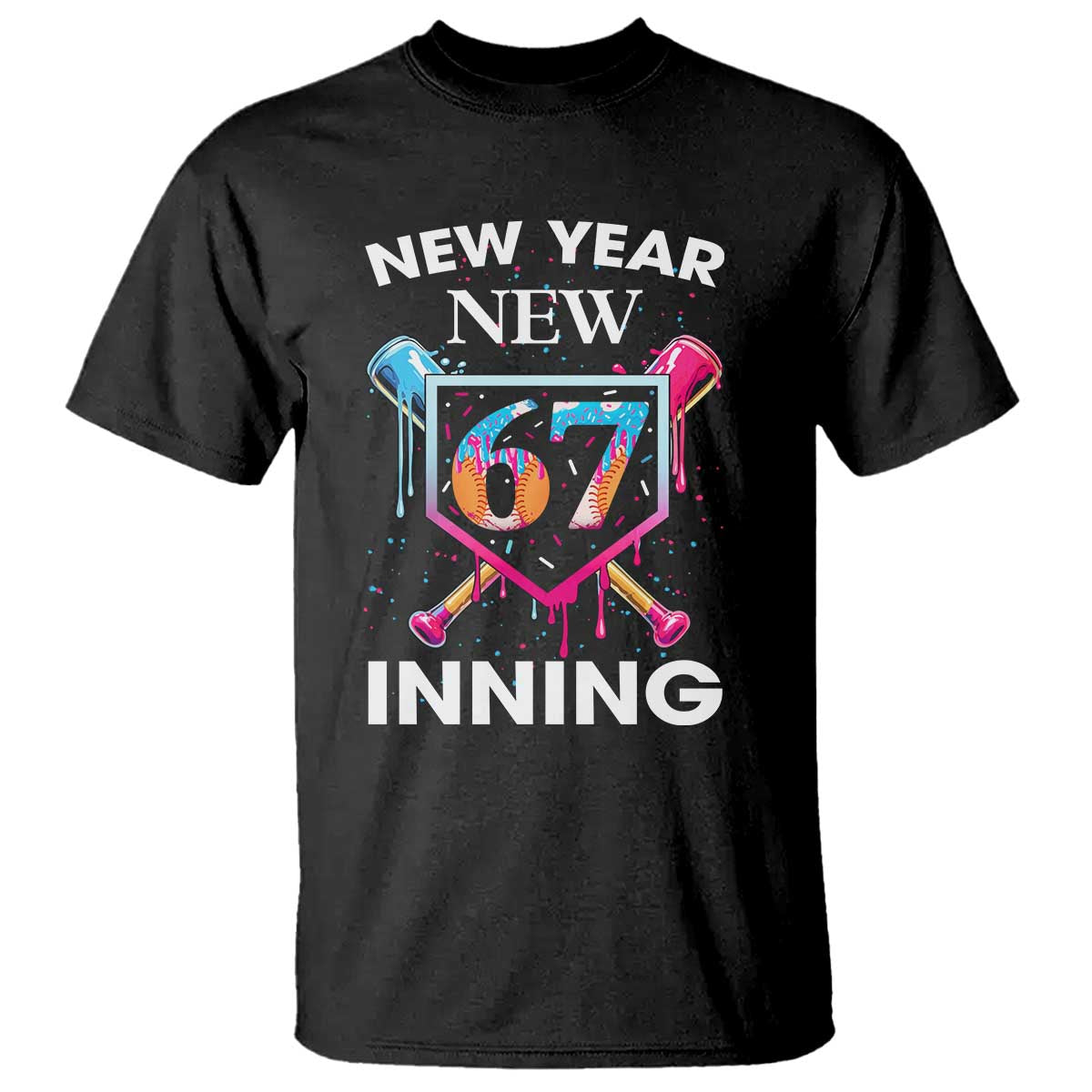 Funny Six Seven Meme T Shirt 67 Number Sports American Football Ice Cream Drip - Wonder Print Shop
