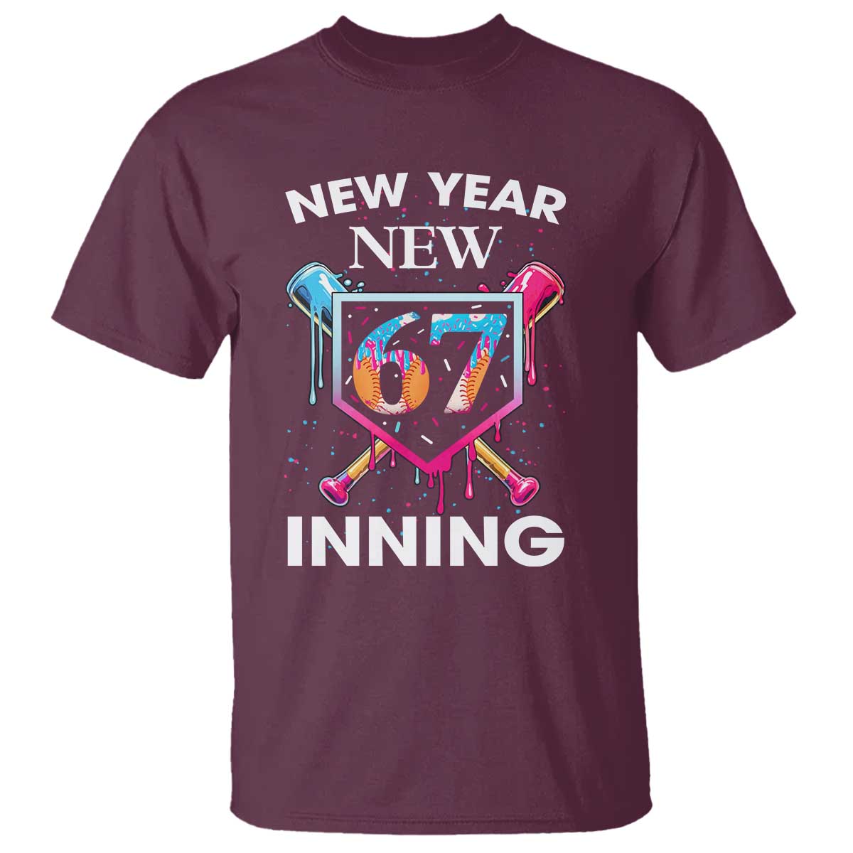 Funny Six Seven Meme T Shirt 67 Number Sports American Football Ice Cream Drip - Wonder Print Shop