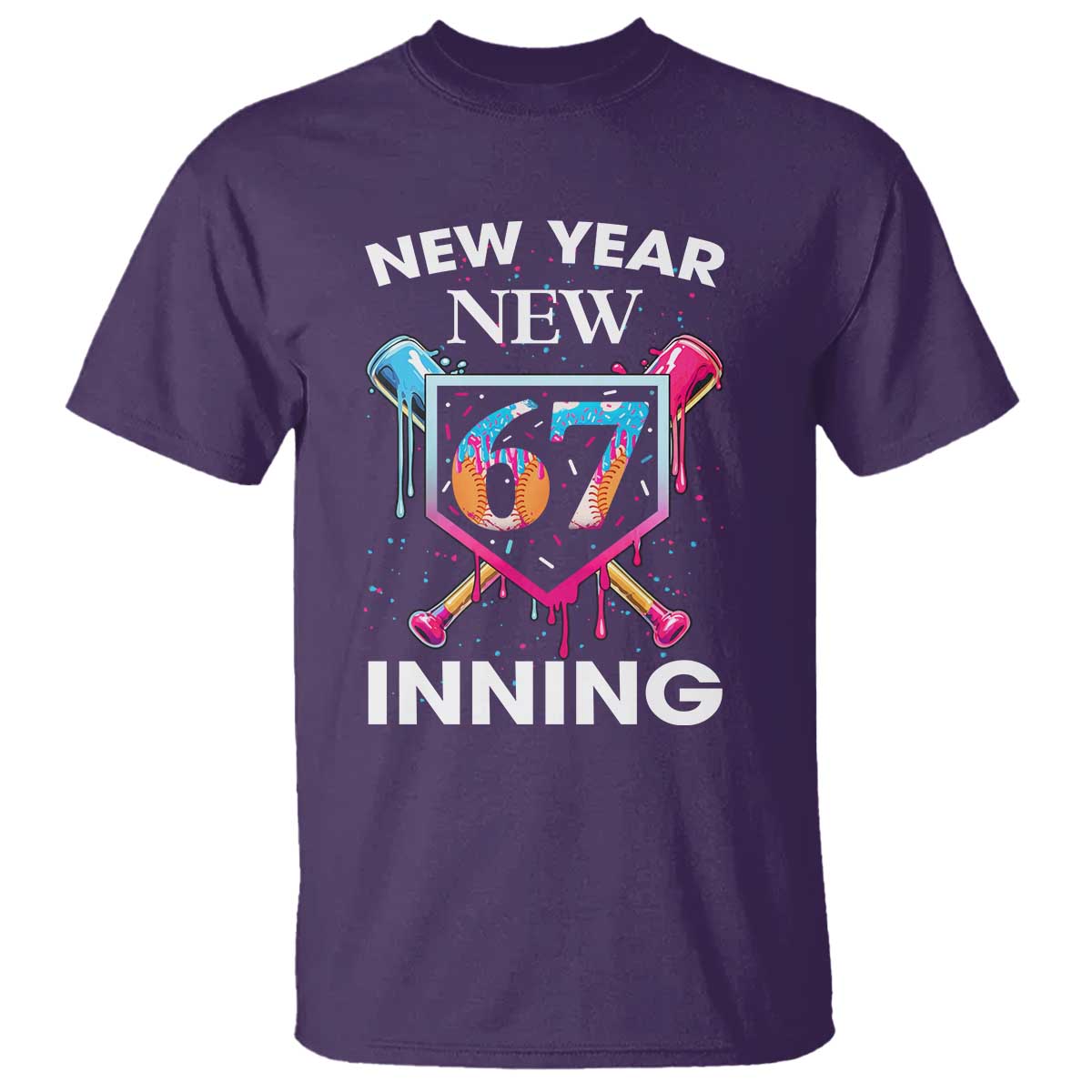 Funny Six Seven Meme T Shirt 67 Number Sports American Football Ice Cream Drip - Wonder Print Shop