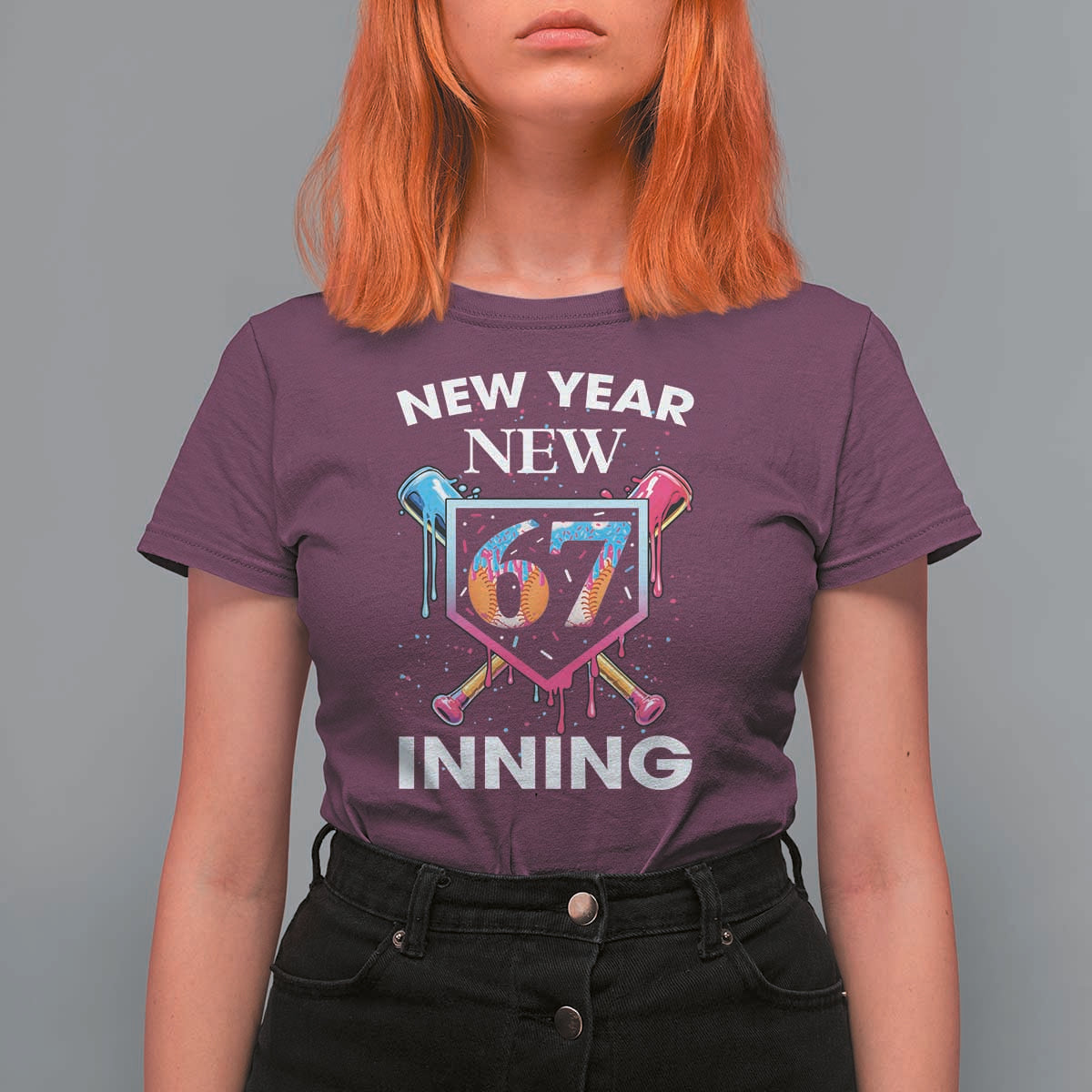 Funny Six Seven Meme T Shirt For Women 67 Number Sports American Football Ice Cream Drip - Wonder Print Shop