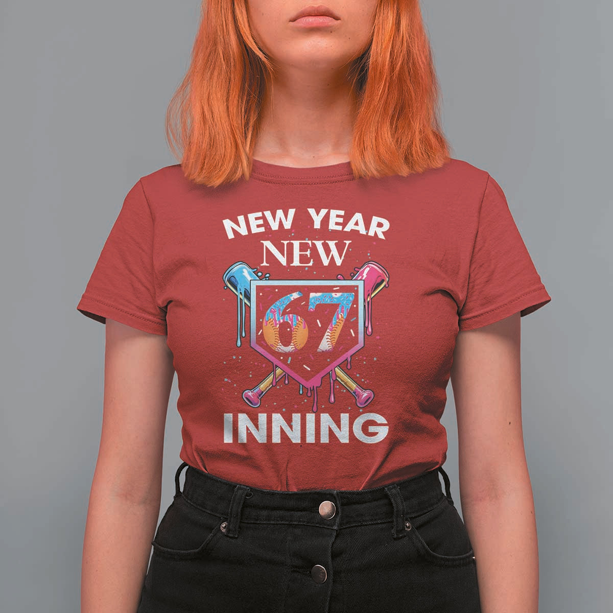 Funny Six Seven Meme T Shirt For Women 67 Number Sports American Football Ice Cream Drip - Wonder Print Shop