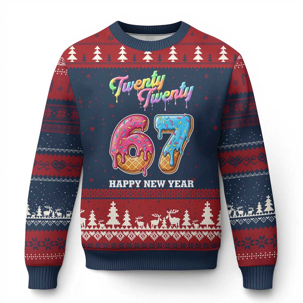67 Six Seven Meme Ugly Christmas Sweater New Year 2026 Ice Cream Drip - Wonder Print Shop
