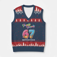 67 Six Seven Meme V-Neck Knit Sweater Vest New Year 2026 Ice Cream Drip - Wonder Print Shop
