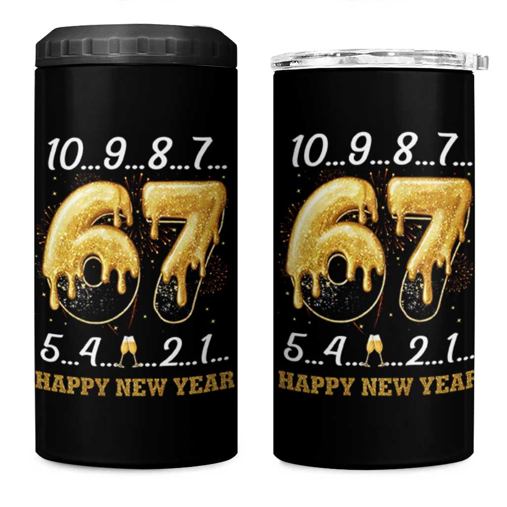 67 Six Seven Meme 4 in 1 Can Cooler Tumbler Happy New Year 2026 - Wonder Print Shop