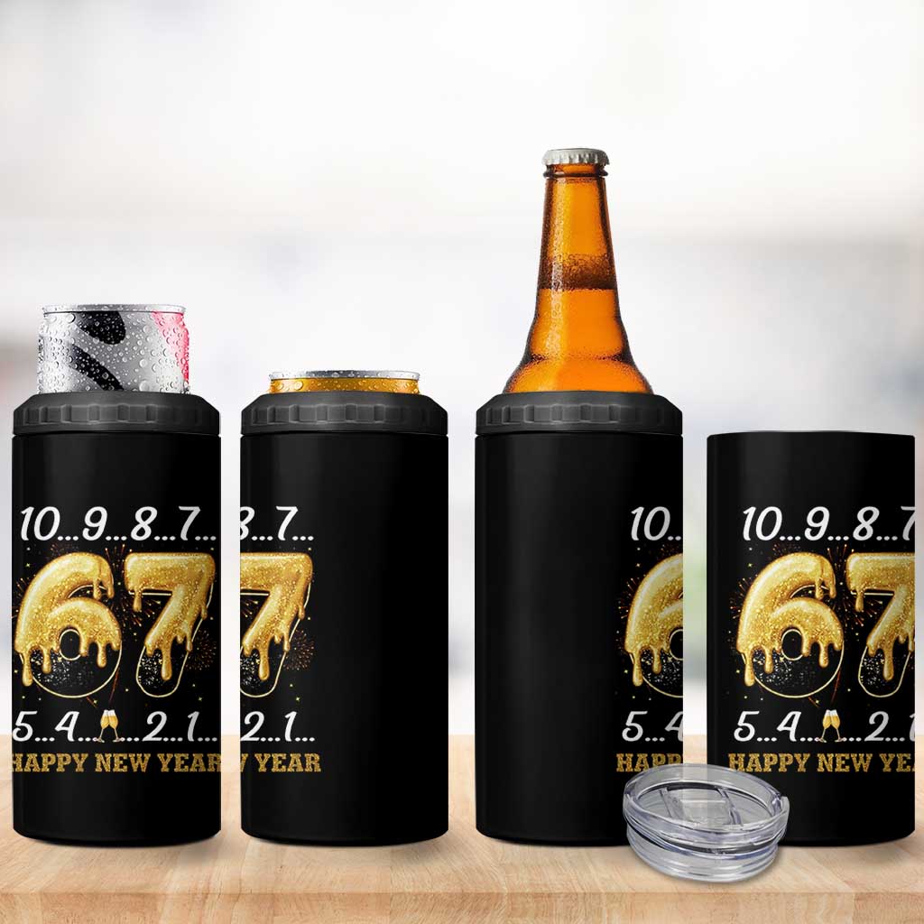 67 Six Seven Meme 4 in 1 Can Cooler Tumbler Happy New Year 2026 - Wonder Print Shop
