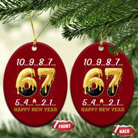 67 Six Seven Meme Ceramic Ornament Happy New Year 2026 - Wonder Print Shop