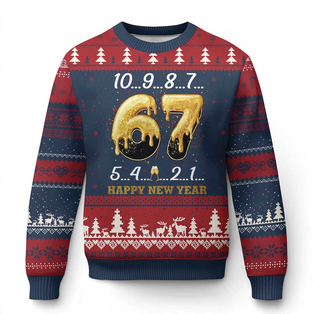 67 Six Seven Meme Ugly Christmas Sweater Happy New Year 2026 - Wonder Print Shop
