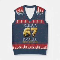 67 Six Seven Meme V-Neck Knit Sweater Vest Happy New Year 2026 - Wonder Print Shop