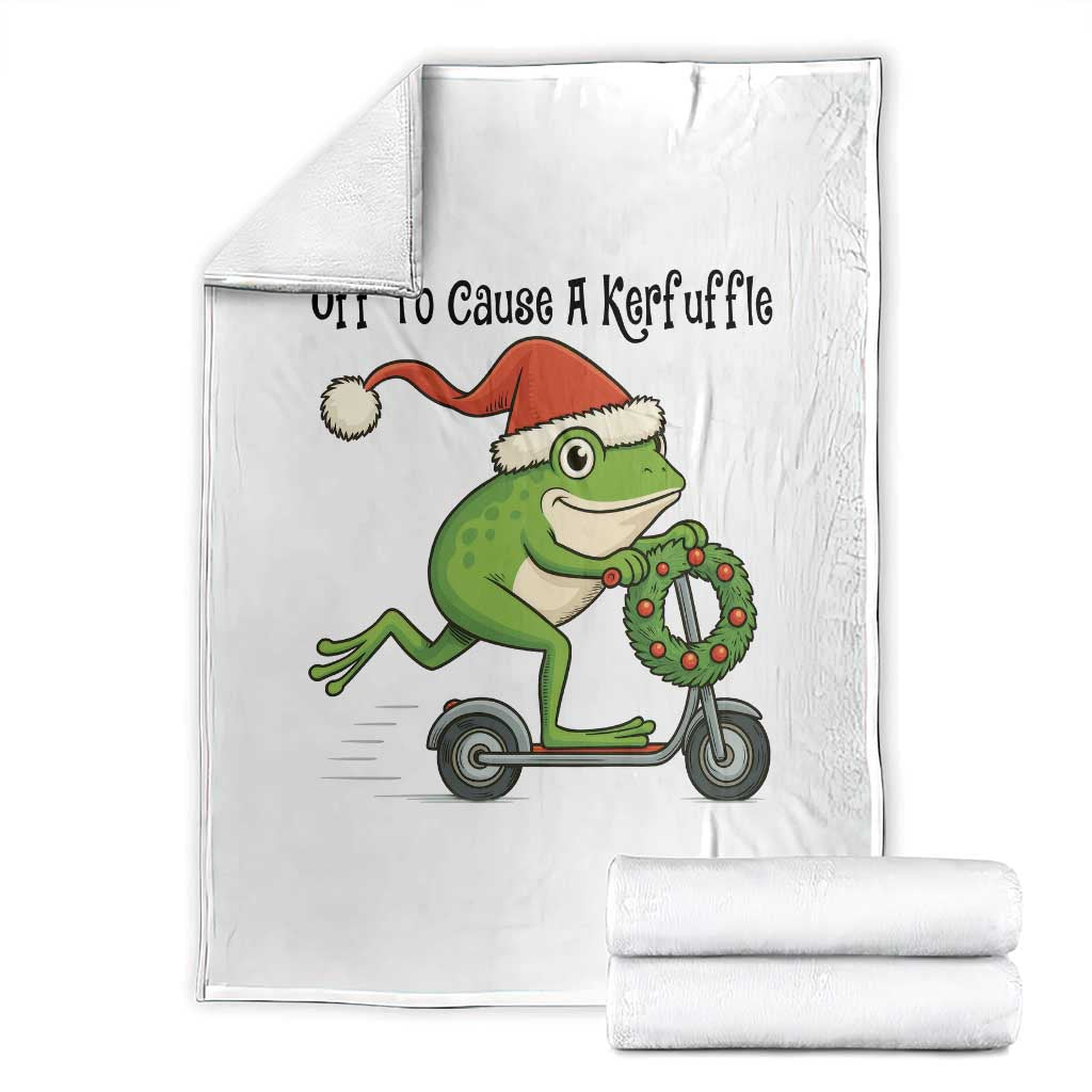 Off To Cause A Kerfuffle Throw Blanket Funny Frog Christmas Meme Weirdcore - Wonder Print Shop